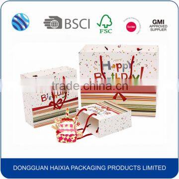 Elegant customized boutique white custom handle paper gift bag