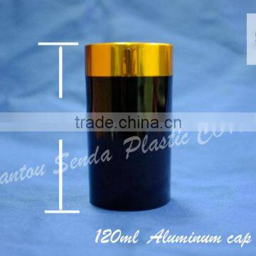 Amber acrylic bottle with golden color cap , PS Plastic Type and Screw Cap Sealing Type amber plastic container for pills