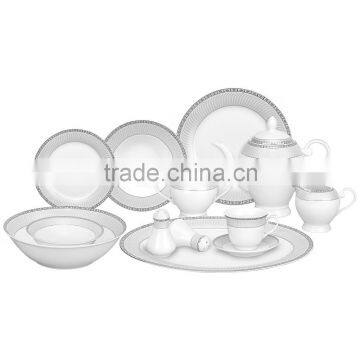 2015 new design eco-friendly royal silver dinnerware fine bone china custom tableware