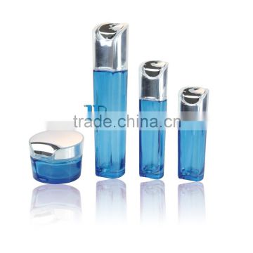 Blue transparent clear bottle empty lotion bottle cream jar bottle set wholesale/individual