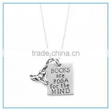 Books Are Yoga for the Mind Stainless Steel Necklace