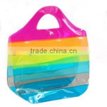 colorful rainbow PVC material tote bag waterproof handbag