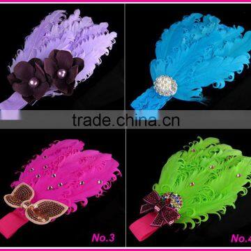 Wholesale 2015 beautiful girls hair accessories cute baby hairband with feather