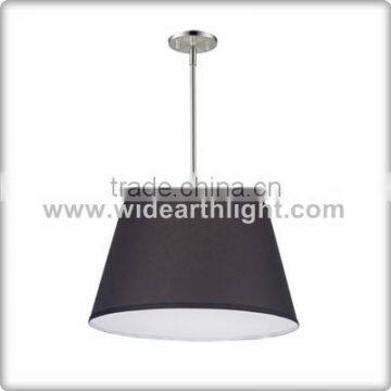 UL CUL Listed Brushed Nickel Big Round Black Fabric With White Bottom Diffuser Pendant Lamp For Hotel C90009