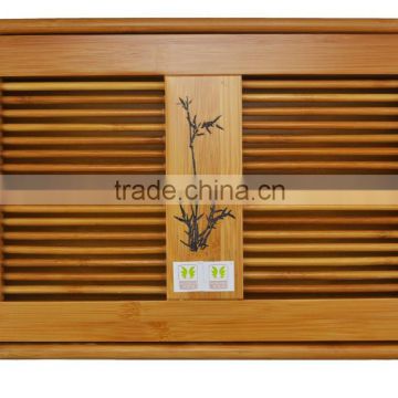 Chinese Gongfu Tea Tray with beautique carving patter bamboo tea tray saucer small drawer tea table storage water                        
                                                Quality Choice