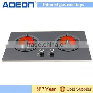 HW-C03 Infrared Gas Cooktops -Black tempered glass worktop gas hobs