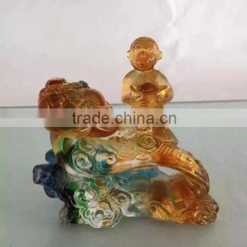 comfortable ruyi mokey liuli art crafts colored glass factory wholesale