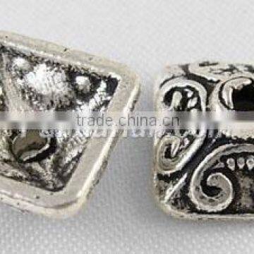 Tibetan Silver Caps, Lead Free,10mm wide, 10mm long, 5mm thick, hole: 2mm. (LF0893Y)