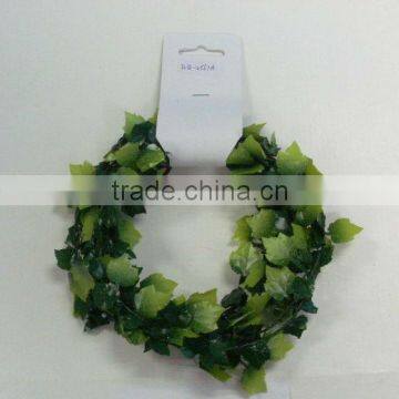 HOT SALE! 9 Feet Green Holly Leaf Wired Tinsel Garlands for X'mas Present Packaging Decorations