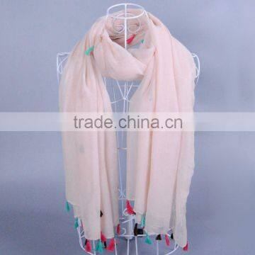 TOP Popular Plain Pure Color Women Scarf Voile Cotton Scarves 180*90 Pashmina photo-4