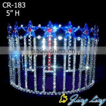 Colored rhinestone star patriotic pageant crown