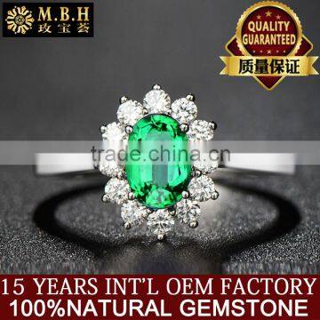 18K Gold Inlay Columbia natural gold emerald ring color gemstone jewelry wholesale female