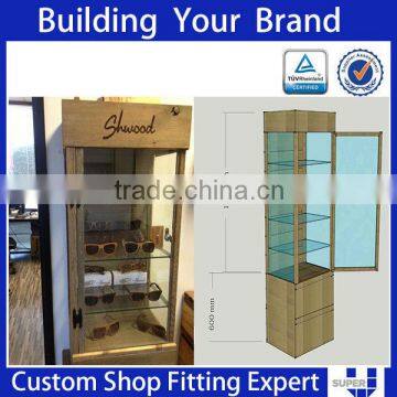 eyeglass display showcase with tempered glass