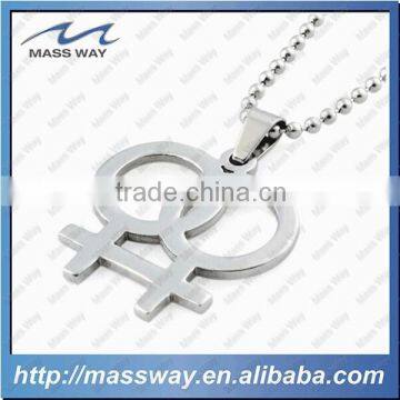 Lovers Stainless Steel Silver Pendant Custom Metal Fashion Necklace