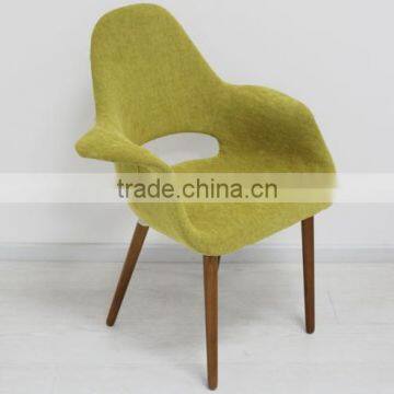 fabric luxury dining chair with wood leg