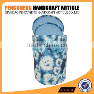 High quality blue printing round the cover home laundry basket