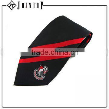 New Style Natural Silk Binding Red Black Stripe Tie for Boy