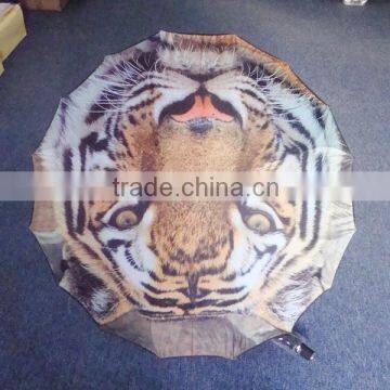 Full Digital Walking Stick Lotus Frame Fibergalss One Piece Cover Printed Umbrella photo-2