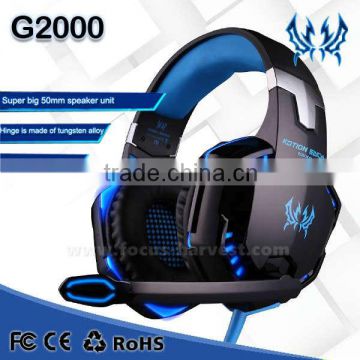 2015 New EACH G2000 Over-ear Game Gaming Headphone Headset Earphone Headband with Mic Stereo Bass LED Light for PC