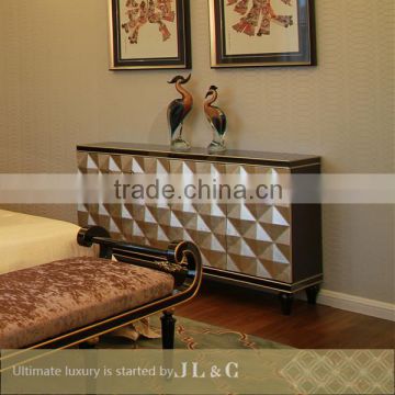 JJH Bedroom Cabinet Silver Leaf Painting-JL&C Luxury Home Furniture