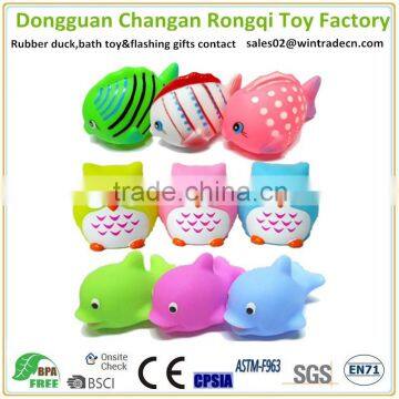 Rubber squeak dolphin/owl/fish for baby toy bath