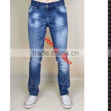 Hight Quality Ripped Wash Denim Pants Straight Fit Jeans Denim Jeans Men photo-2