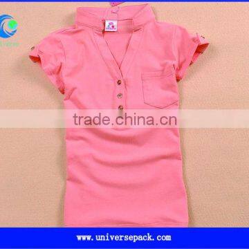 Customized stand up neck cotton t-shirt with button front