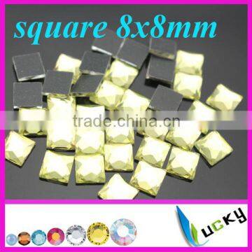 2014 new China large DMC hotfix strass rhinestones square facets j8x8mm jonquil