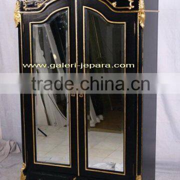 Solid Wood Armoire 2 Door with Mirrored - Bedroom set Furniture - Indonesia