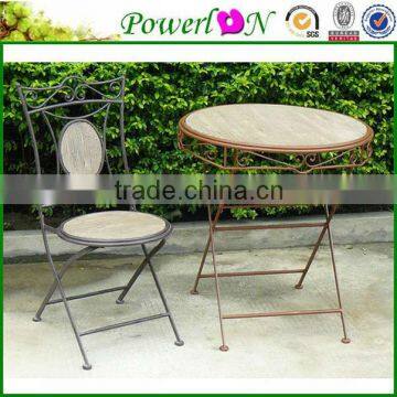Popular Antique White Metal Table Chair Folding Patio Sets
