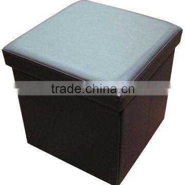 Stronger!! Black PVC Leather folding storage ottoman