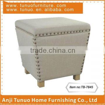 Ottoman,Shoe storage,Wooden,Cube,Copper nails around,TB-7845