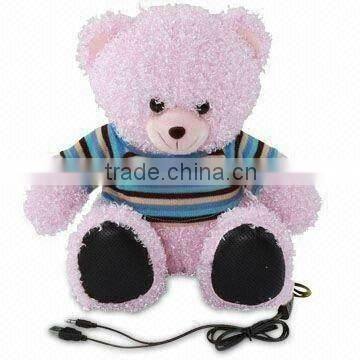 plush bear computer speaker with amplifier cable and usb connection