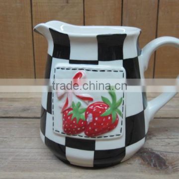 New strawberry emboss ceramic water jug milk jug