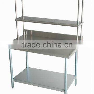 NSF Approval Stainless Steel Kitchen Work Table Double Tier Overshelf/Table Mounted Shelf photo-5
