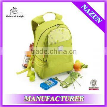 2015 fluorescent yellow nylon traveling picnic bag with tableware