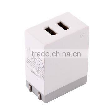 2015 hot sale Smart IC Foldable dual 2 USB ports wall travel charger with US plug 4.2A output 20W