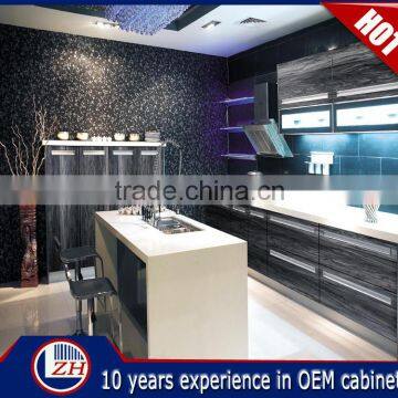 Ellegant Modern UV Wood Grain Kitchen Cabinets Small Kitchen Designs with Top Quality