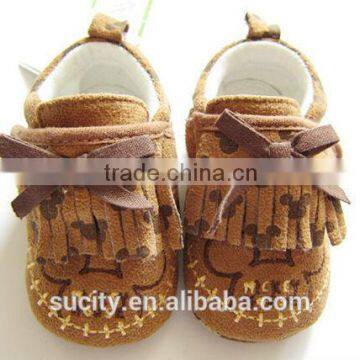 lovely soft sole leather tassel infant baby shoes