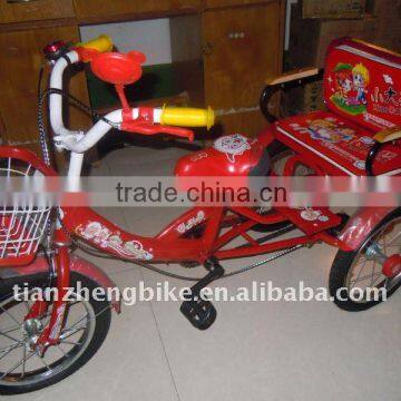 twins ride kids tricycle, kids trike with two seats, three wheel cycle passed CE