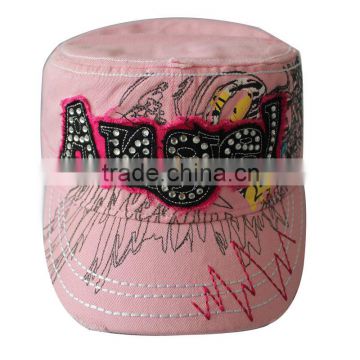 Fashion washed custom rhinestone hats with heavy stiching