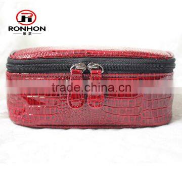 fashion red croco woman leather cosmetic bag