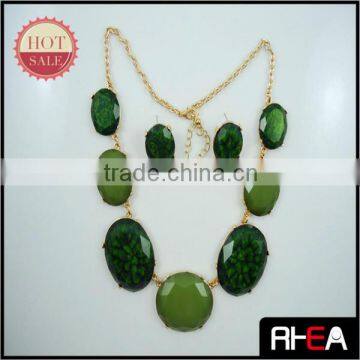 Boho Stule Resin Stone Fashion Earring and Necklace Jewelry set