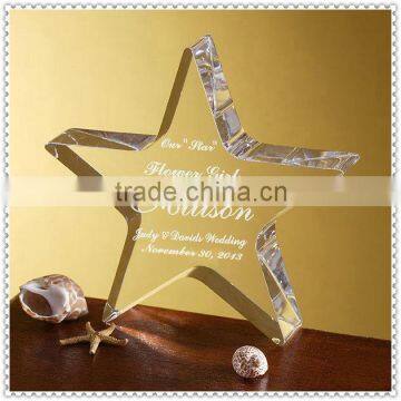 Optical Clear Crystal Star Block With Customzied Engrave