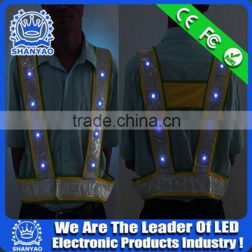 2016 Hot Selling LED Fluorescent Orange Refletive Waistcoat For Road Safety At Night