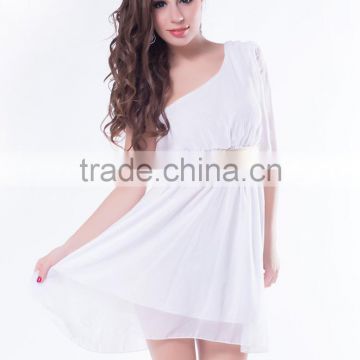 Simple design chiffon fabric one-shoulder casual dress for fat women