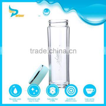 BPA Free Promotional Gift 500ml Infusion Borosilicate Glass Fruit Infuser Water Bottle