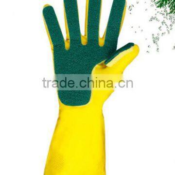latex gloves with scouring pad cleaning gloves