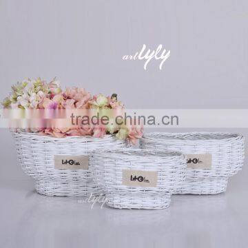 new products 2016 cheap white wicker basket for garden decoration