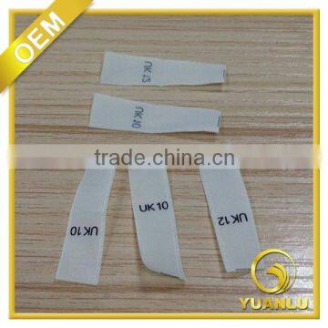 wholesale custom printed size labels number size label